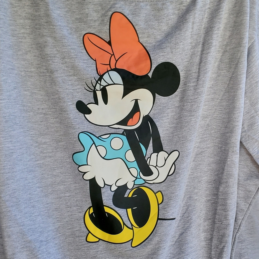 EUC - Disney | Gray Minnie Mouse Flirty Sweatshirt Size Juniors Large - Picture 2 of 10